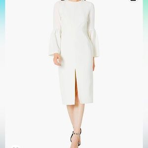 Jill Jill Stuart Women's Cocktail Dress W/Front Slit & Bell Sleeves,Off/White, 2